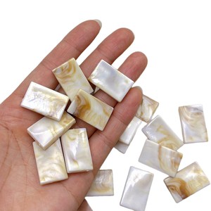 Acrylic Two-Tone Imitation Seashell Rectangular Beads For Jewelry Making 12x8mm Injection Molded ABS Material - Product Image 5