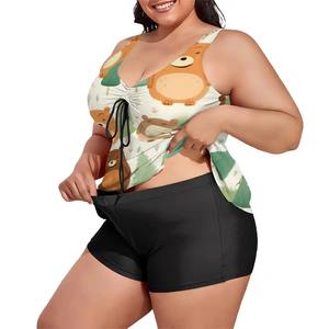 Traje de baño de dos piezas para mujer de talla grande con imagen personalizada con logotipo personalizado Traje de baño metálico transpirable con patrón de punto personalizado hecho a medida - Product Image 2