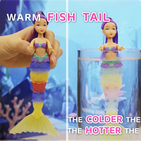 Poupée sirène magique à queue changeante de couleur, échelle 1:12, modèle miniature en plastique, jouet de bain interactif pour filles de 3 ans et plus, cadeau d'anniversaire