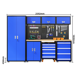 Heavy Duty Steel Garage Workbench Cabinet Modern <b>Tool</b> Storage Stainless Countertop 850kg Load Capacity Wood Customized OEM/ OBM - Product Image 1