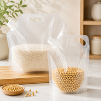 En stock – Vente en gros – Sachets souples personnalisés recyclables avec bec verseur pour jus, boissons et eau – Sachets en plastique transparents avec buse – Sachets de jus personnalisés