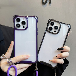 Étui Transparent antichoc pour <span class=keywords><strong>iPhone</strong></span> 14 13 12 11 Pro Max X Xs <span class=keywords><strong>XR</strong></span> Max 7 8 Plus, <span class=keywords><strong>coque</strong></span> à <span class=keywords><strong>bandoulière</strong></span> - Product Image 4