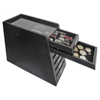Support de vitrine en verre noir avec tiroirs inférieurs en feutre armoire de rangement d'outils de stockage de couteaux organisateur de bureau et de tiroir