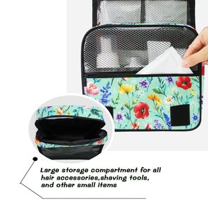 Organizador de Cosméticos Colgante Floral Personalizado, Bolsa de Aseo de Viaje de Tela Twill con 4 Bolsillos, Venta al Por Mayor - Product Image 4