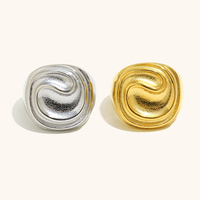 Bague créative en forme de beurre pour femmes, en acier inoxydable plaqué or 18 carats, tendance européenne et américaine, personnalité de niche, polyvalente