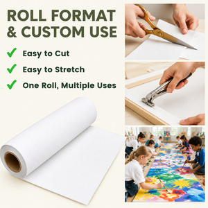 100% Cotton Primed <b>Canvas</b> Roll White Art <b>Painting</b> Material for <b>Oil</b> Acrylic Impasto - Product Image 2
