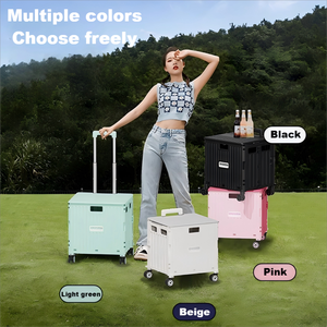 맞춤형 미니 휴대용 접이식 쇼핑 트롤리 PP 소재 핸드 카트 아웃도어 캠핑 자동차 쇼핑 이동식 유틸리티 트롤리 - Product Image 2