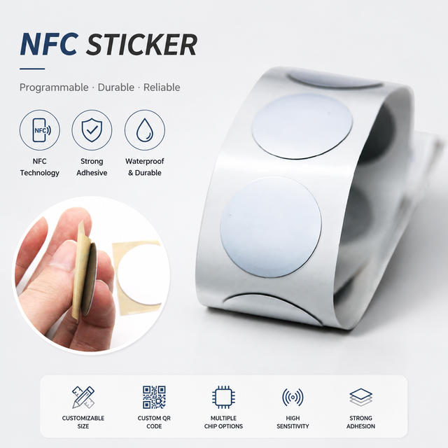 Anti-Metal RFID NFC Sticker Tag Card-Ndef Android 216 Shielding Waterproof Adhesive Custom QR Print for Logistic Management
