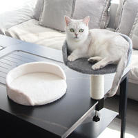 360 ° Lit pour chat de bureau rotatif et réglable avec pince en C, hamac pour chat avec poteau à gratter pour fixation au bureau, perchoir de bureau pour chat