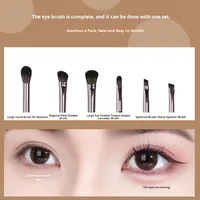 Ensemble de 6 pinceaux à maquillage pour les yeux en bois naturel pour débutants, pour estomper les détails, pinceaux à fard à paupières Aegyo-sal