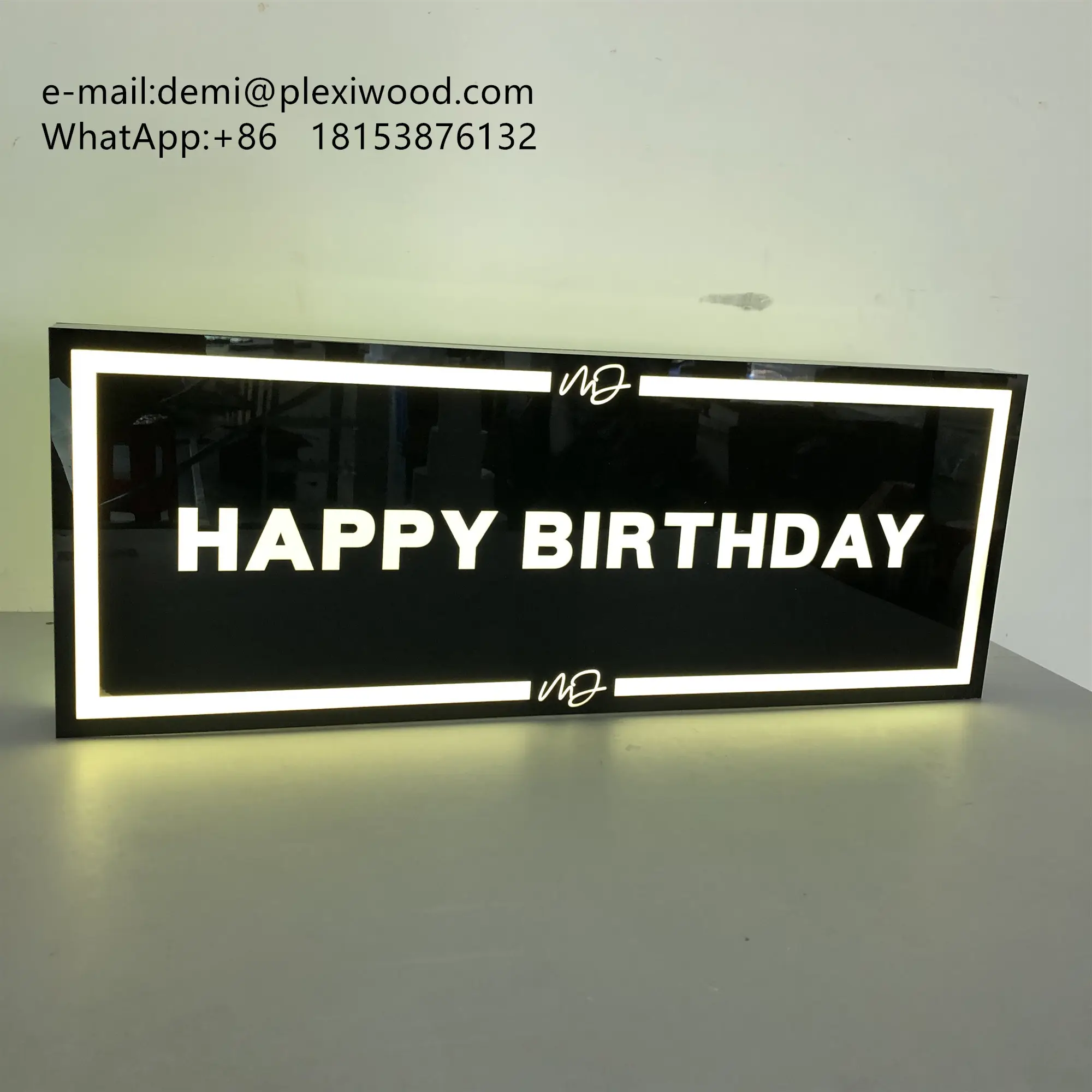 Customized Lounge Bar Party Night Club LED Flashing Happy Birthday Neon Sign Bottle Presenter Glorifier Display