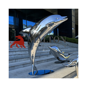 Escultura de Delfín de Acero Inoxidable de Tamaño Personalizado MALTON, Decoración Moderna de Metal para Jardín, Parque o Exteriores - Product Image 1