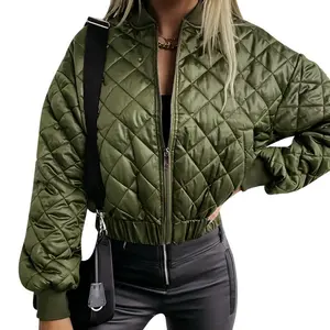 Hersteller Custom Logo Winter Eleganter Reiß verschluss Dick Warme Kurze Parkas Jacke Damenmode Kurzer Klassischer Baumwoll mantel Für Frauen