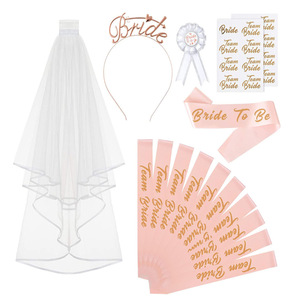 Set de Accesorios para Novia: Velo, Diadema de Aleación, Broche, Pegatinas, Correas para Damas de Honor, Artículos para Fiesta de Cumpleaños, Regalo Desechable - Product Image 1