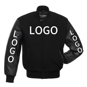 Oem Manufacturer High Quality Winter Embroidery Custom Baseball Letterman Varsity <b>Jacket</b> Stand Front Logo Leather Sleeves Men - Product Image 1