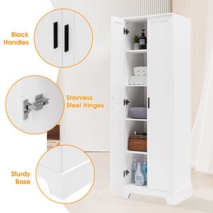 Armoire de rangement DB en MDF blanc avec étagère réglable à deux portes pour salle de bain ou Office-WF302824AAK - Product Image 4