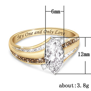 Bague de fiançailles pour femme H089 en or massif 18 carats avec diamant taille marquise et pierres latérales naturelles couleur D - Product Image 4
