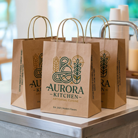 Sac de transport alimentaire en papier kraft recyclable, résistant à l'huile, avec fond carré, pour la livraison d'emballages de boulangerie - Vente en gros ODM