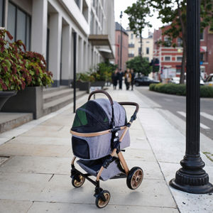 Meiweipet Tube en aluminium pour <span class=keywords><strong>chien</strong></span> chariot pour animaux de compagnie 600D tissu haute résistance Nylon maille voiture <span class=keywords><strong>panier</strong></span> séparation conception Push/Lift <span class=keywords><strong>panier</strong></span> pliable - Product Image 3