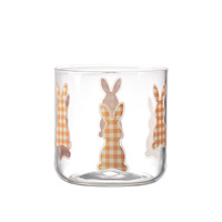 Verre à eau en verre transparent, directement de l'usine, avec motif lapin mignon personnalisé, pour la maison et les fêtes de Pâques