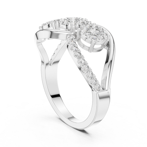 Anillo de Diamantes Plateado, Joyería Elegante y Brillante para Mujer, Ideal para Bodas, Compromisos, Fiestas y Regalos - Product Image 1