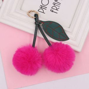 Thời trang Cherry Pom Pom Móc khó<span class=keywords><strong>a</strong></span> thỏ lông bóng vòng chì<span class=keywords><strong>a</strong></span> khó<span class=keywords><strong>a</strong></span> sang trọng bóng phụ kiện trái cây cherry Pompom <span class=keywords><strong>Keychain</strong></span> cho phụ nữ quyến rũ - Product Image 6