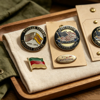 Épinglette commémorative irrégulière en métal émaillé sur mesure pour collection de souvenirs, motif drapeau de veteran