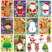 20 Pièces de Puzzles de Noël DIY pour Enfants, Motifs Père Noël et Bonhomme de Neige, Créatifs, Autocollants, Imperméables, Cadeaux Promotionnels Offset