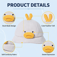 Sombrero de Pescador para Bebés y Niños Pequeños, Diseño de Dibujos Animados en 3D, Patrón Animal, Corduroy, Accesorios de Moda Infantiles