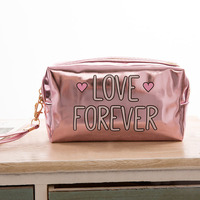 Nouvelle Trousse de Maquillage 2025 en PU Or Rose avec Fermeture Éclair, Petite Capacité, Motif Bonbons, Résistante à l'Eau – Essentiels de Voyage
