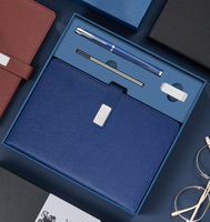 Ensemble cadeau d'entreprise : carnet en cuir PU A5 avec logo personnalisé, stylo et clé USB