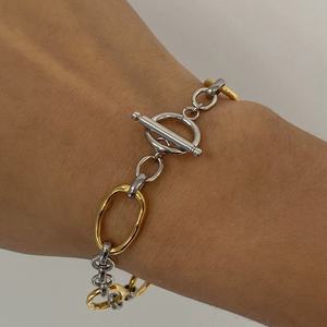 Fashion Jewelry <b>Stainless</b> <b>Steel</b> Gold and Silver Double Color China Bracelet Women Handmade OT Buckle <b>Stainless</b> <b>Steel</b> Bracelet - Product Image 2