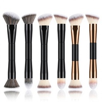 Pinceau de maquillage double embout FENGYUAN pour contouring et blush, manche en forme de sablier, double tête, pour le visage, personnalisable avec logo