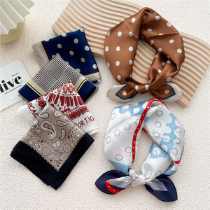 بسعر المصنع 53 حرير مخصص باندانا مربعة بتصميم نقطة للحصان مع شعار للرياضة الرقبة والرأس والشعر الخريف وشاح للنساء - Product Image 3