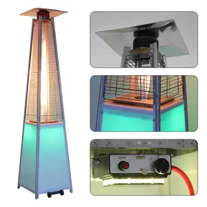 Pyramide quadrilatérale autoportante extérieure, Tube en verre Led, chauffage de Patio à gaz Propane extérieur