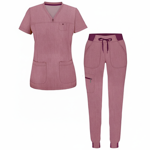 ชุดพยาบาลทางทันตกรรมชุดยูนิฟอร์มทางการแพทย์กางเกงวิ่งโยคะเสื้อคอวีแบบปรับแต่งได้ - Product Image 1