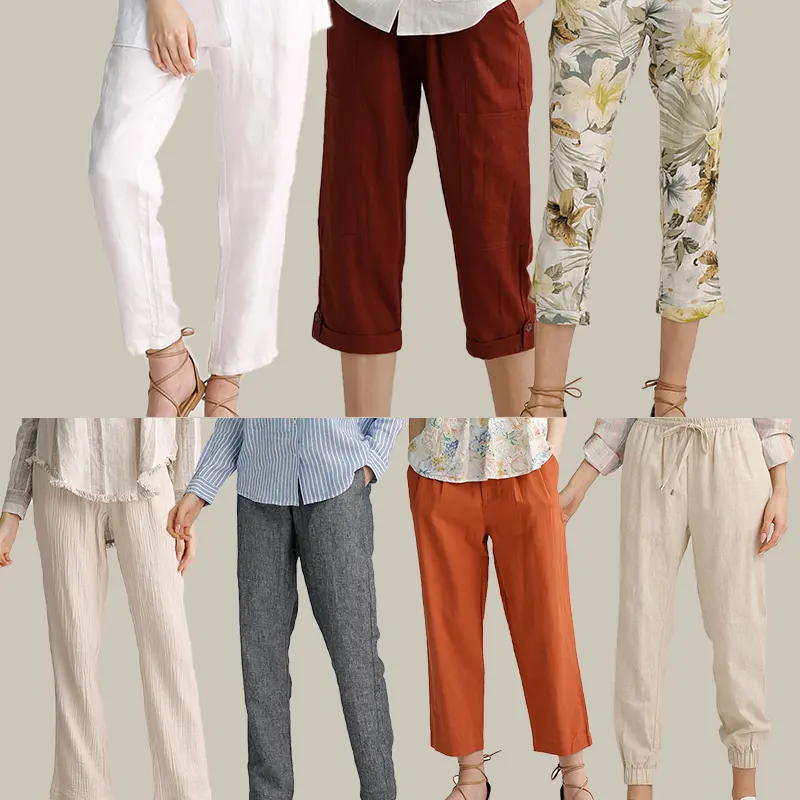 Лидер продаж в Китае, Женские Простые Модные льняные хлопковые брюки, брюки с прямыми штанинами, женские льняные брюки