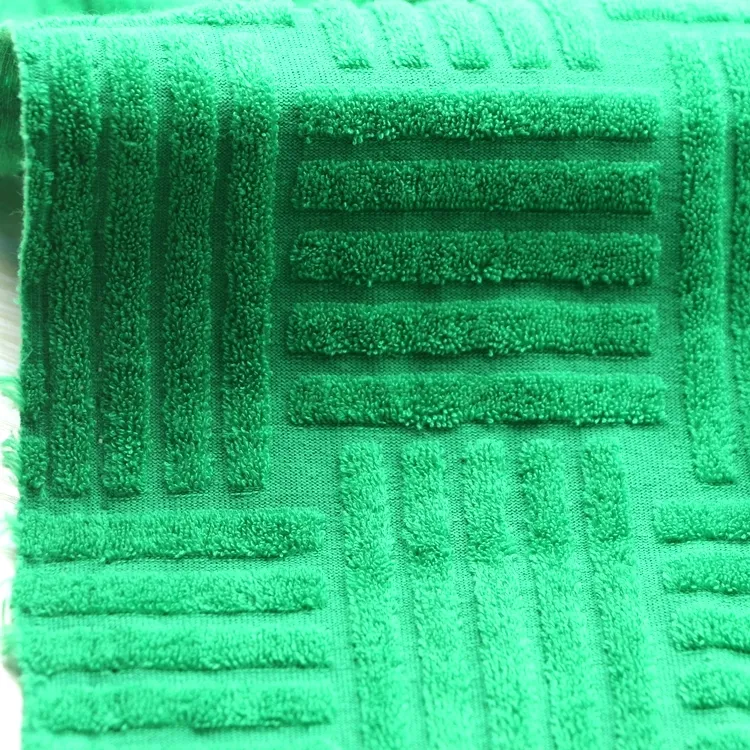 Jacquard texturizado de toalha, texturizado em tecido terno 3d dobby cvc 75/25 algodão para roupão de banho