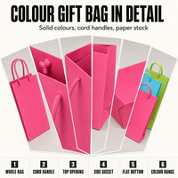 Sac cadeau en papier coloré avec poignée, sac de fête multicolore, sac pour mariage, anniversaire, baby shower, boutique, vente en gros