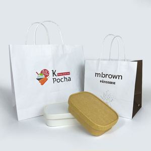 Bolsa de Papel Kraft Personalizada con Asa, Impresa a Medida para Envasado de Alimentos para Llevar, con su Propio Logotipo - Product Image 1