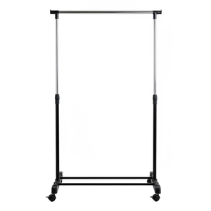 Single Pole Metal Retractable Laundry Drying <b>Racks</b> Portable Rolling <b>Clothes</b> <b>Rack</b> Freestanding Garment <b>Rack</b> with 360° Wheels - Product Image 1