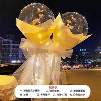 Kit de ballons pour la Saint-Valentin de haute qualité 18 pouces clair transparent bobo led ballon lumineux avec fleur rose