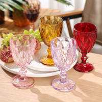 Gobelet à vin en verre rose bleu, vente en gros, pressé à la machine, vintage, mariage, épais, coloré, vert, violet, orange, noir