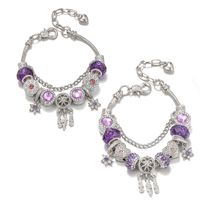 Bracelet porte-bonheur attrape-rêves en cristal violet pour femme, réglable, chaîne serpent, perles, étoile à six branches, zircon, bijoux de mode