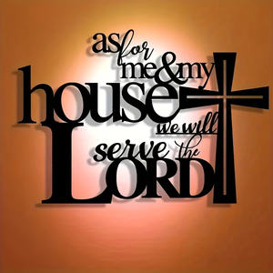 Decoración <span class=keywords><strong>de</strong></span> Pared con Cruz <span class=keywords><strong>de</strong></span> Metal Personalizada con <span class=keywords><strong>la</strong></span> Frase 'A mí y a mi <span class=keywords><strong>casa</strong></span> serviremos al Señor', Arte Religioso Cristiano para Decoración del Hogar, <span class=keywords><strong>Iglesia</strong></span> u Oficina - Product Image 3