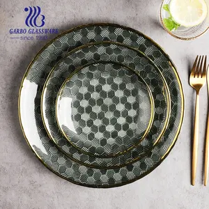 时尚定制中国专业供应商餐盘套装粉色玻璃餐具，为派对或酒店服务