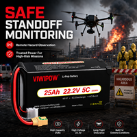 VIWIPOW Baterai Drone Semi Solid Berkualitas Tinggi 25000mAh 6S 22.2V 5C untuk Drone Beban Berat Paket Lithium