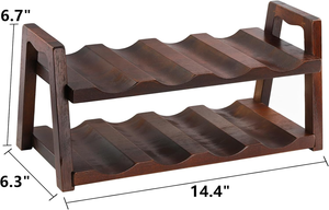 Samimi yüksek kalite 8 şişe akasya ahşap tezgah şarap rafı 2-Tier ücretsiz tezgah standı rafı partiler için ev ve mutfak için - Product Image 2