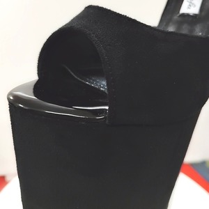 Nouvelles sandales pour femmes à talon ultra haut et fin de 30 cm avec boucle en daim noir, chaussures sensuelles - Product Image 3