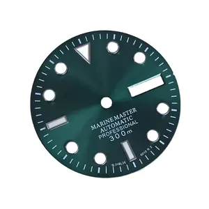 Pièce de montre personnalisée Cadran Sunray Double calendrier NH35 NH36 Cadran S lumineux vert 28.5mm Blanc Gris Visage Modifie Accessoires de montre